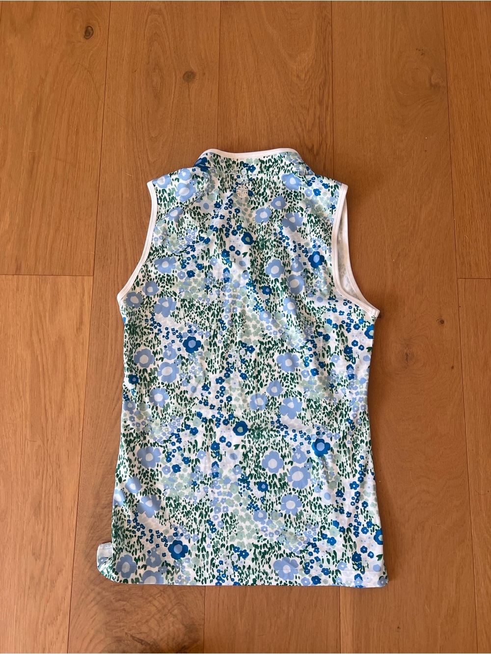 Tory Sport Women’s Golf Tennis Sleeveless Ace Blue Garden Floral Zip Tank S NWOT - Picture 2 of 6
